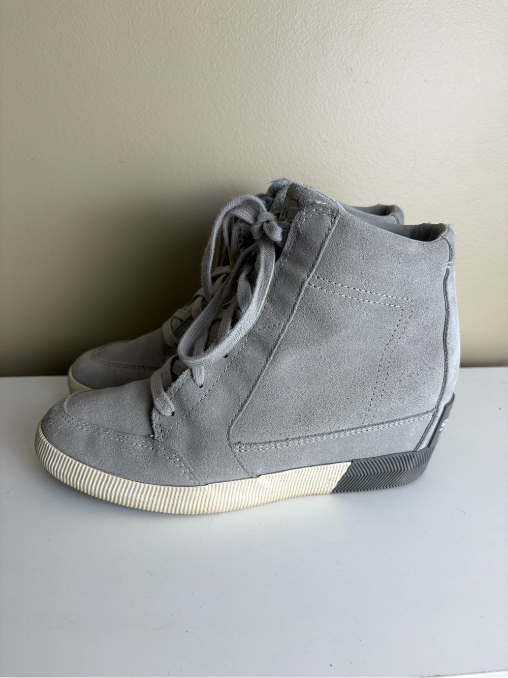 Sorel Women's Out N About Wedge II Boots Grey Suede Size 7.5 - Picture 2 of 9